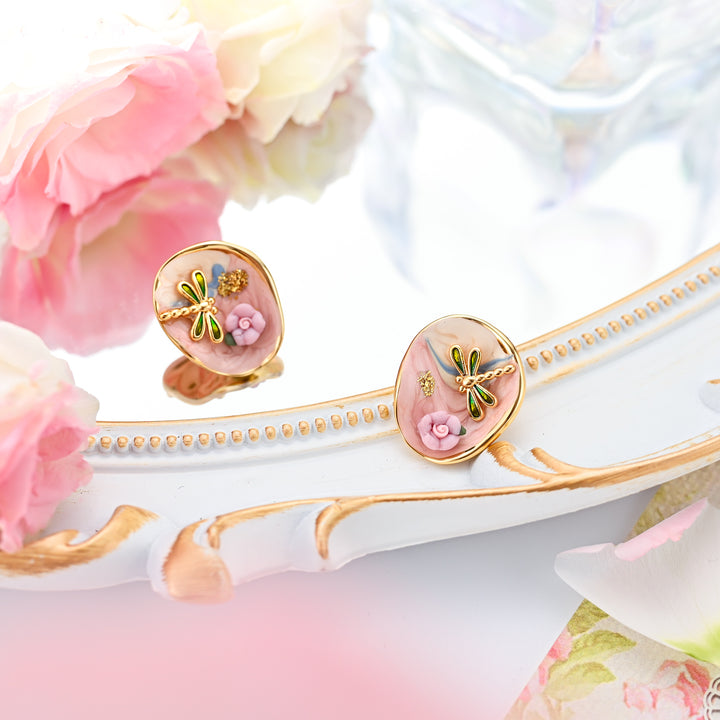 Selenichast Flower Dragonfly Earrings