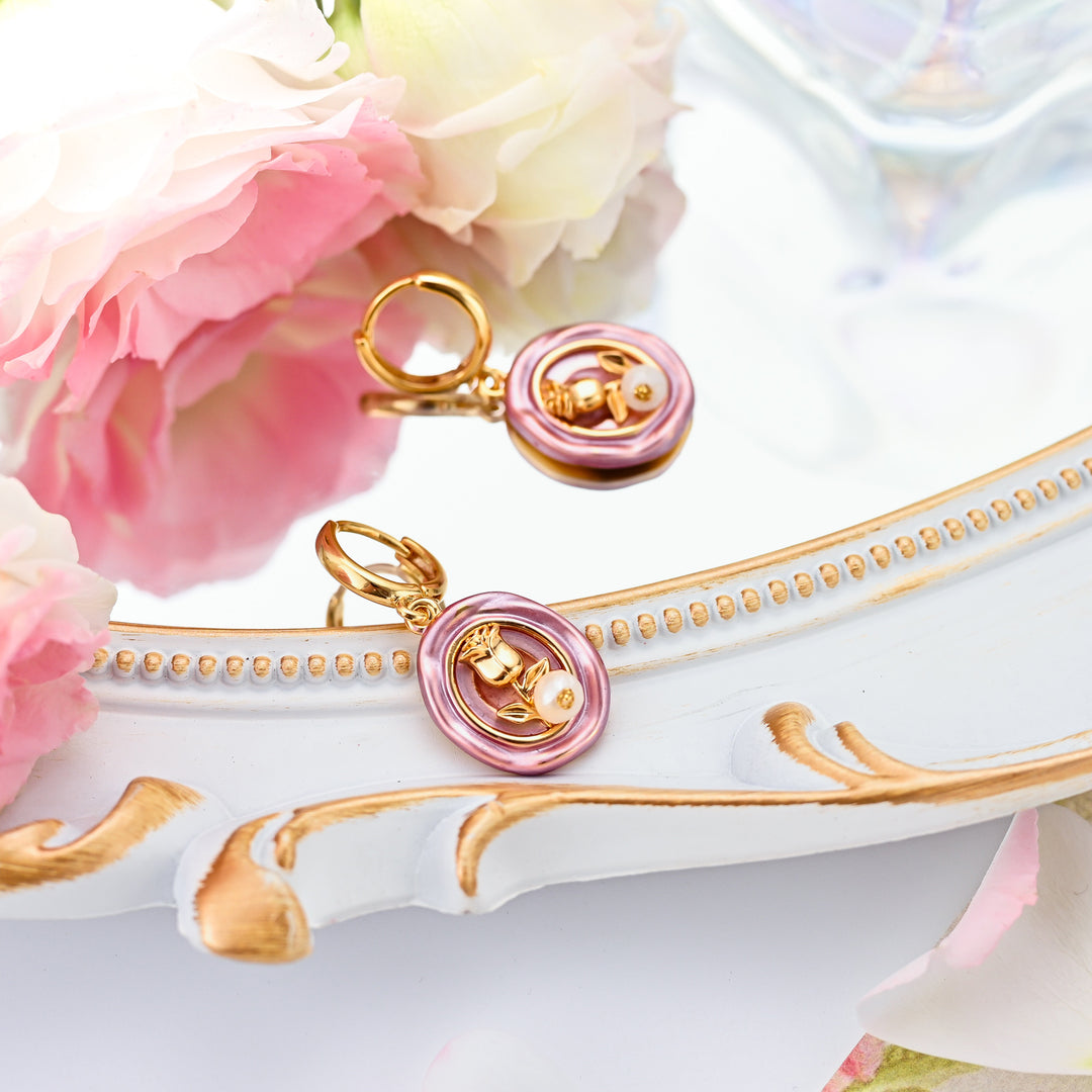 Selenichast Rose Pearl Earrings
