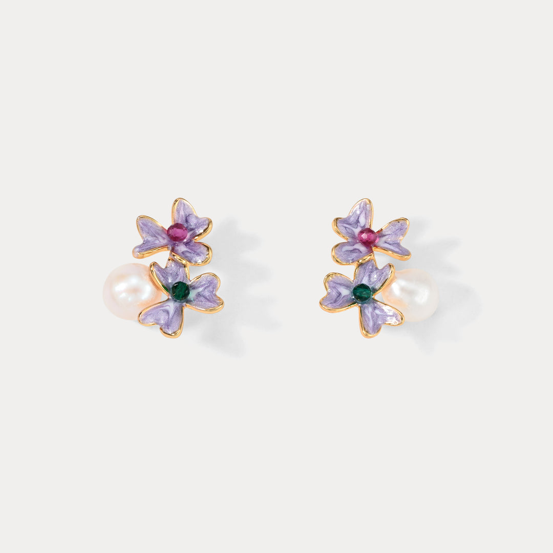 Selenichast Iris Pearl Earrings