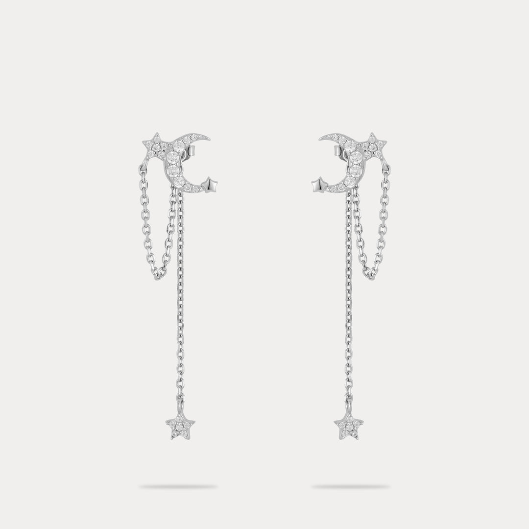 Selenichast Moon and Star Drop Earrings