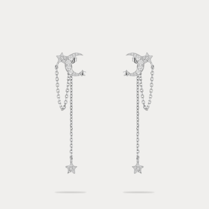 Selenichast Moon and Star Drop Earrings