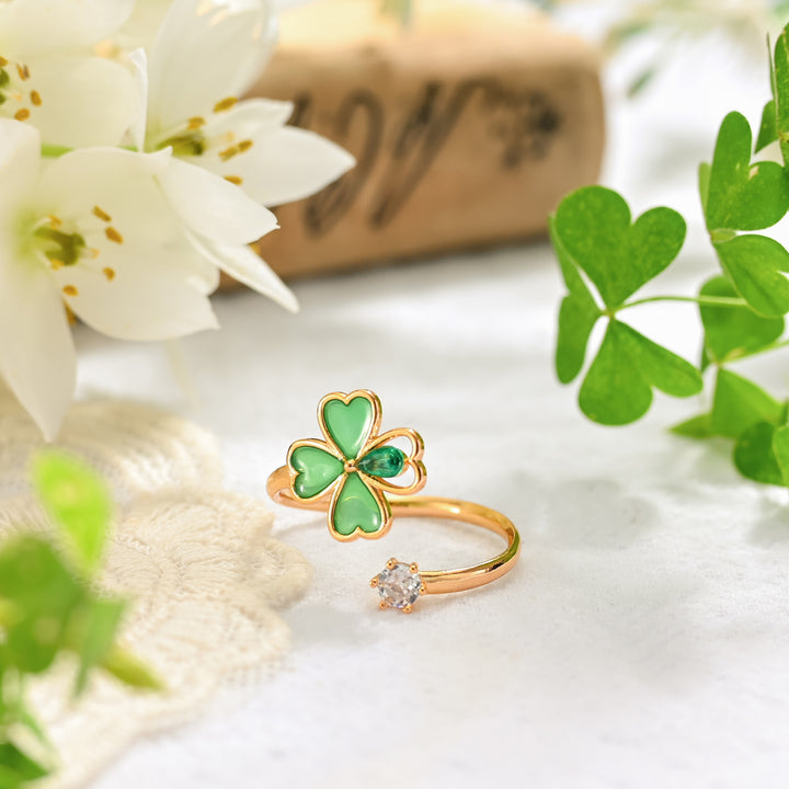 Gold Four Leaf Clover Ring