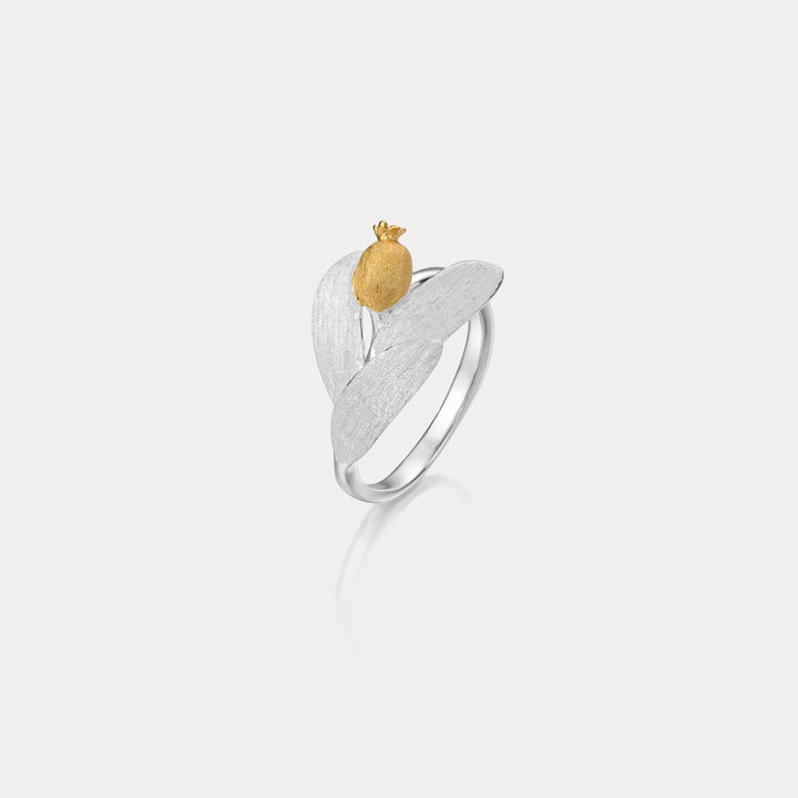 Silver Tulip Pomegranate Ring