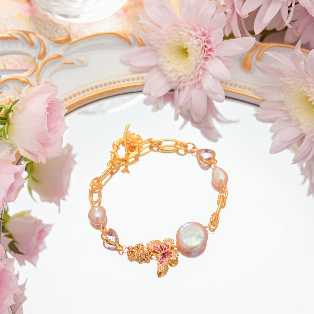 Dainty Butterfly Baroque Pearl Bracelet