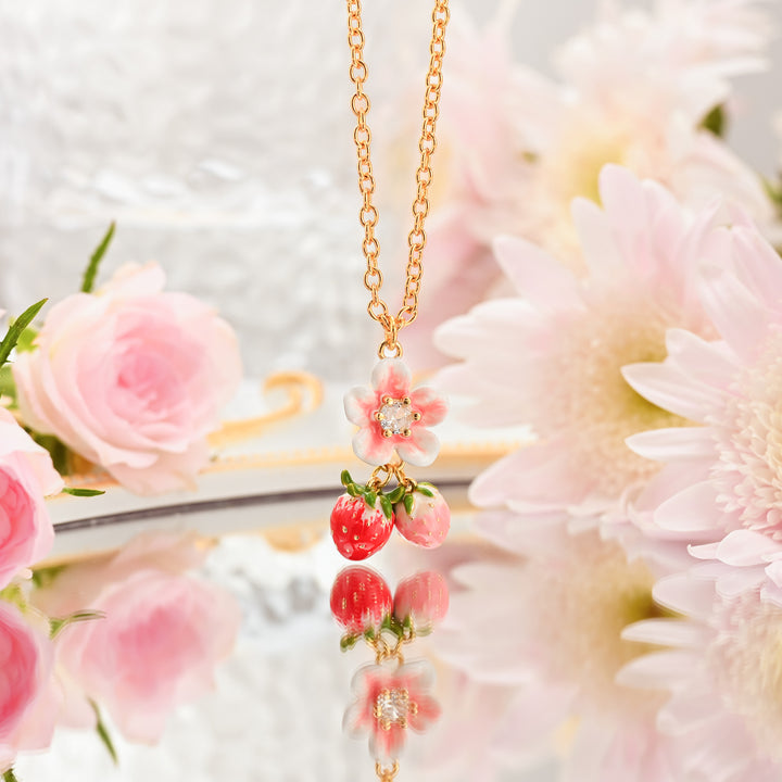 Delicate Strawberry Blossom Necklace