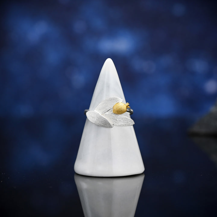 Silver Tulip Pomegranate Ring
