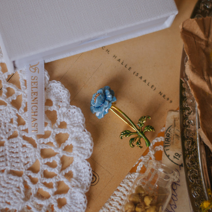 Blue Floral Brooch for Women