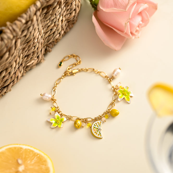 Gold Delicate Lemon Flower Bracelet