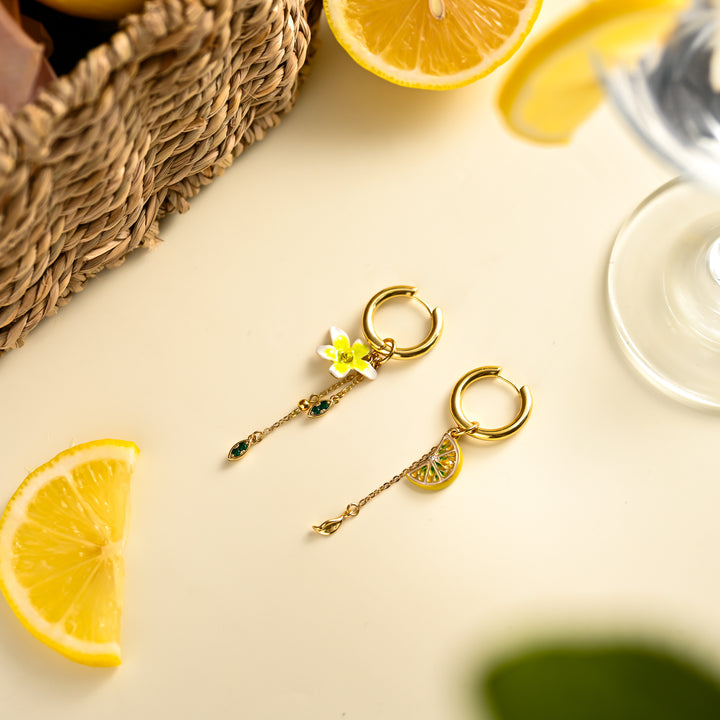 Gold Lemon Flower Earrings