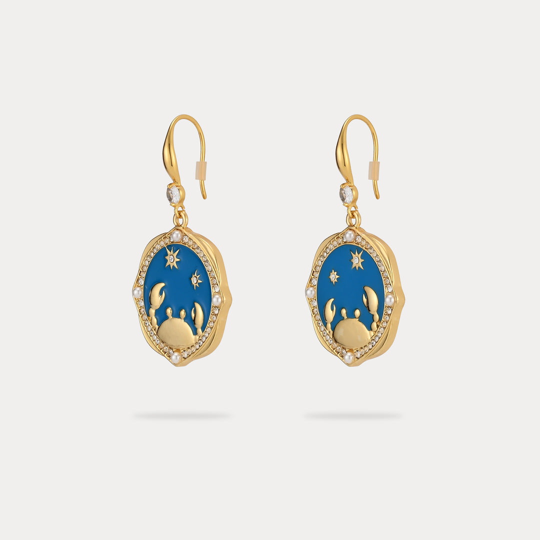 Cancer Enamel Earrings