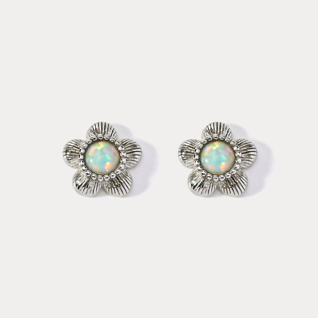 Flower Opal Stud Earrings