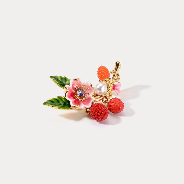 Selenichast Raspberry Flower Brooch