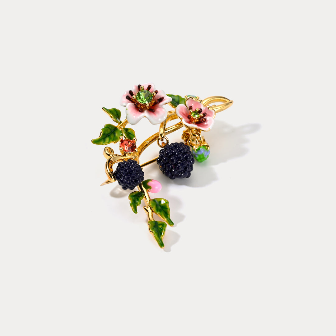 Blackberry Enamel Brooch