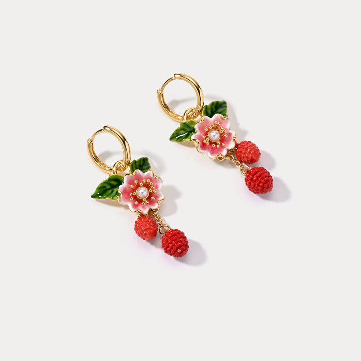 Selenichast Raspberry Flower Earrings