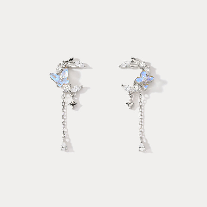 Selenichast Flower and Butterfly Silver Earrings