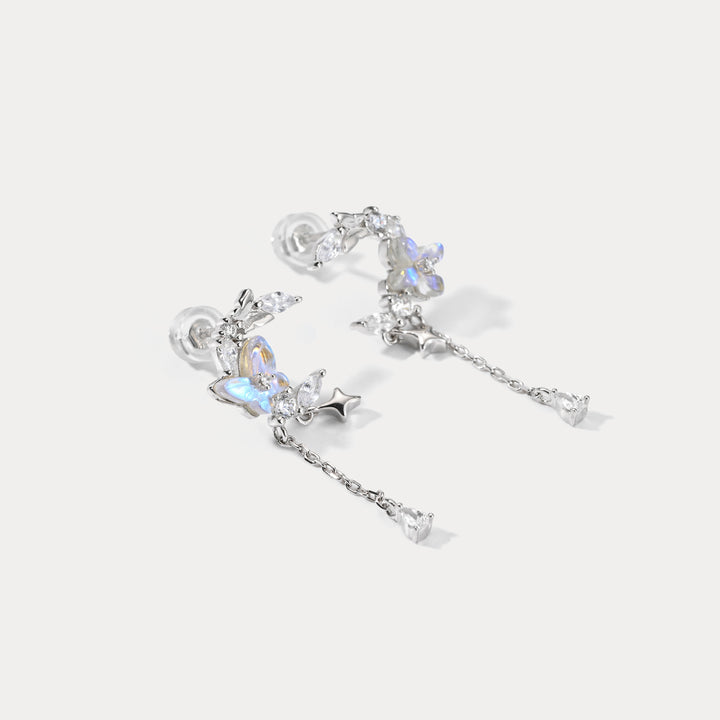 Selenichast Flower and Butterfly Silver Earrings