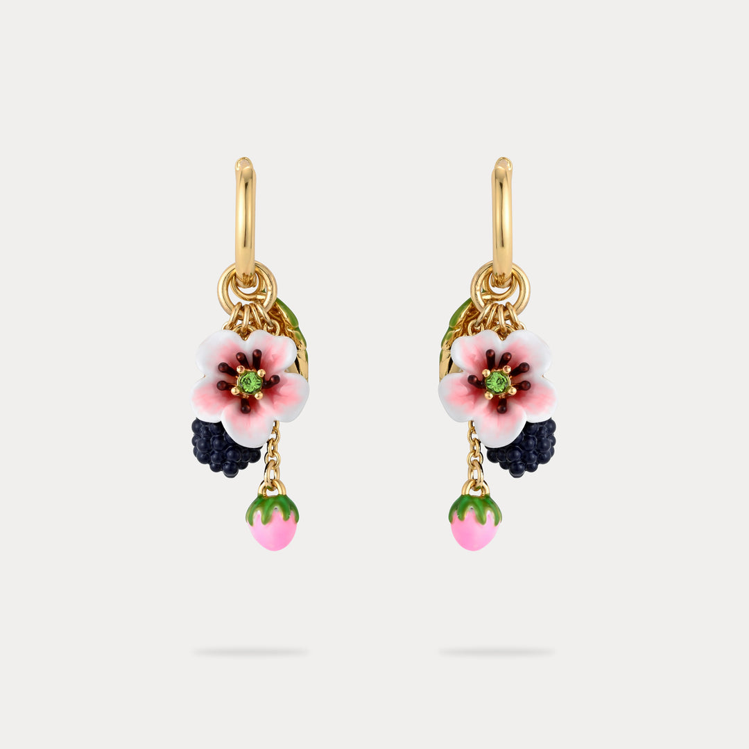 Blackberry Flower Enamel Earrings