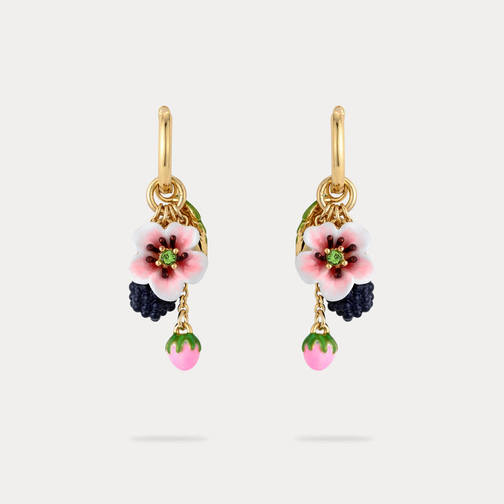 Blackberry Flower Enamel Earrings