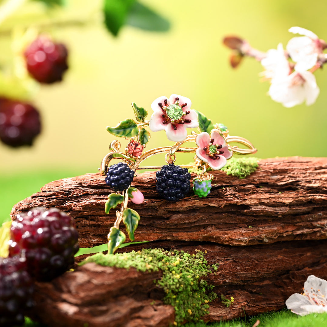 Blackberry Enamel Brooch
