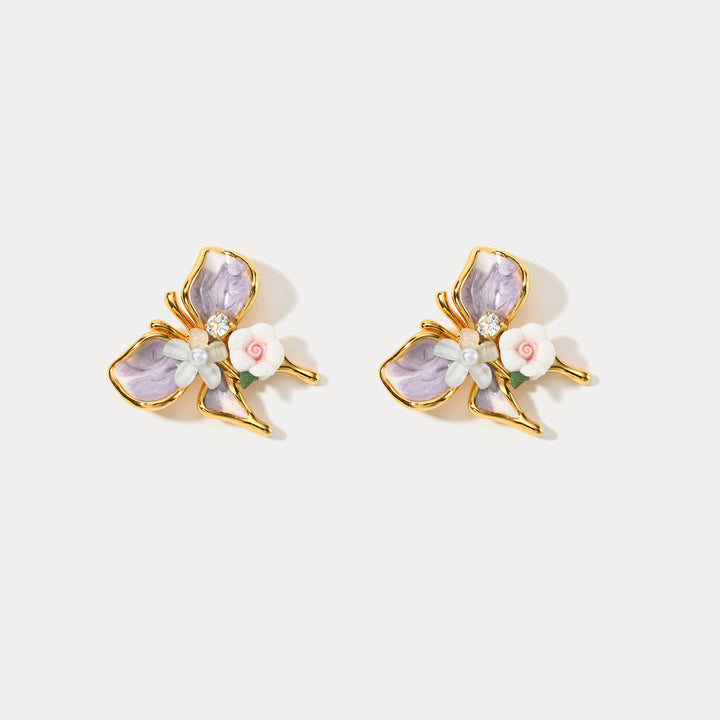 Selenichast Oil Painting Butterfly Earrings