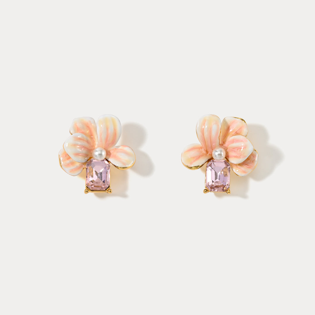 Selenichast Flower Crystal Earrings