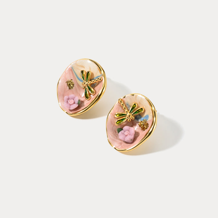 Selenichast Flower Dragonfly Earrings