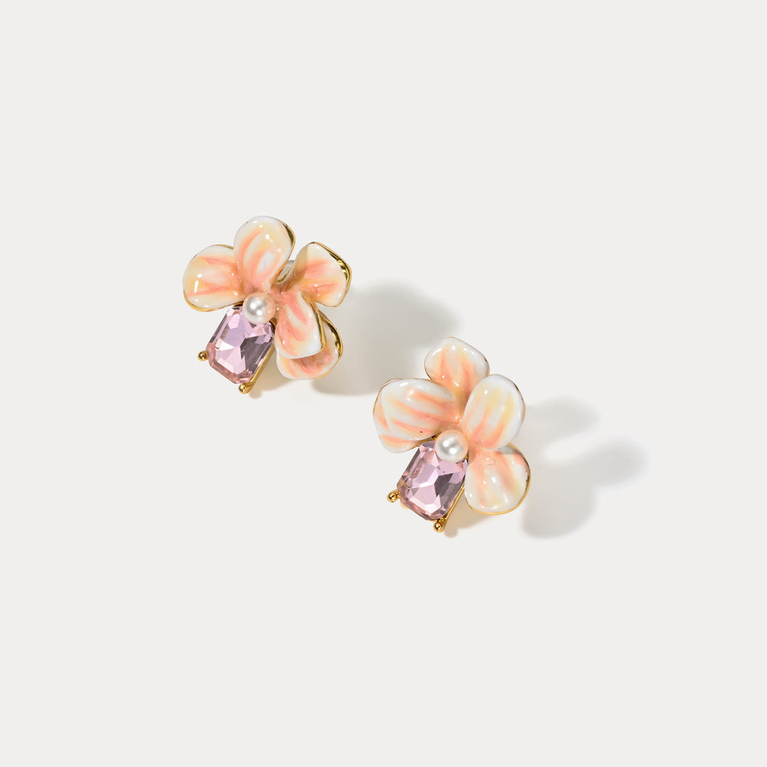 Selenichast Flower Crystal Earrings