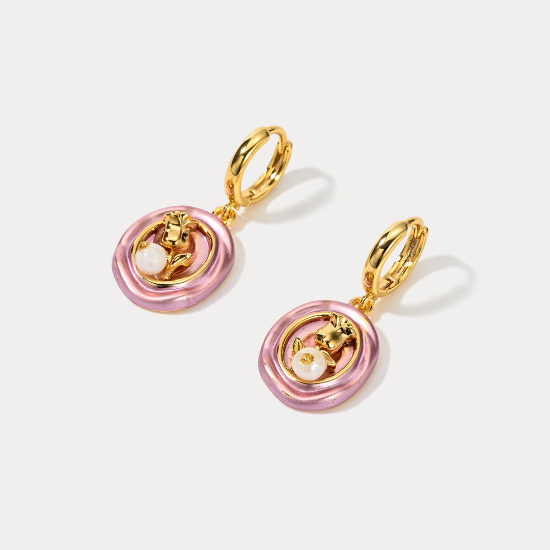 Selenichast Rose Pearl Earrings
