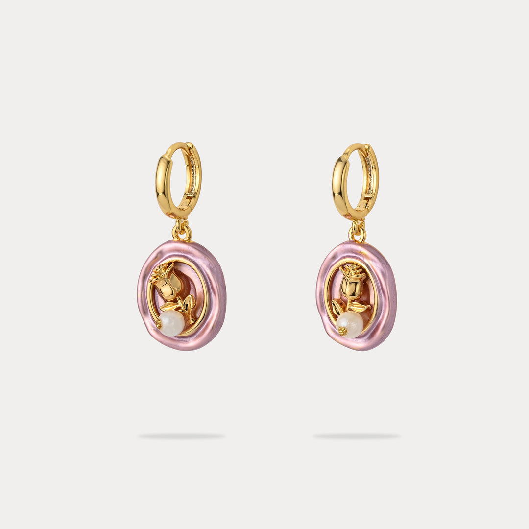 Selenichast Rose Pearl Earrings