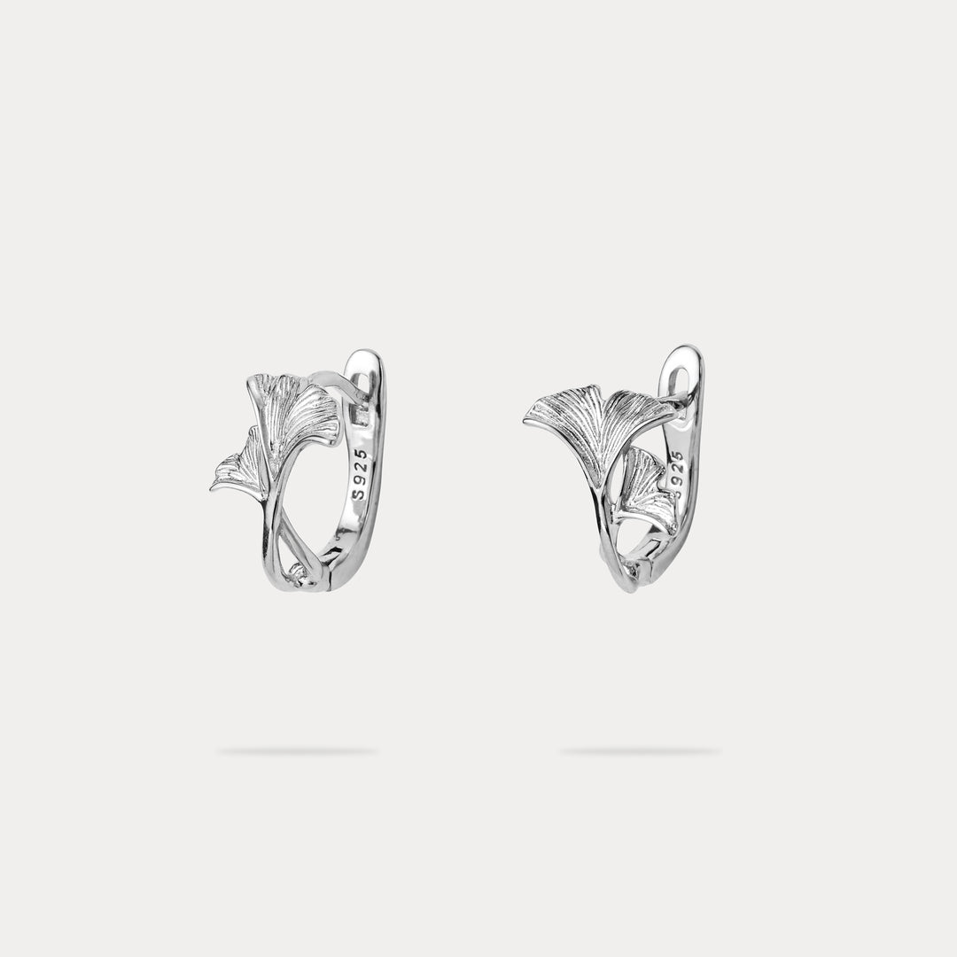 Selenichast Silver Ginkgo Leaf Earrings