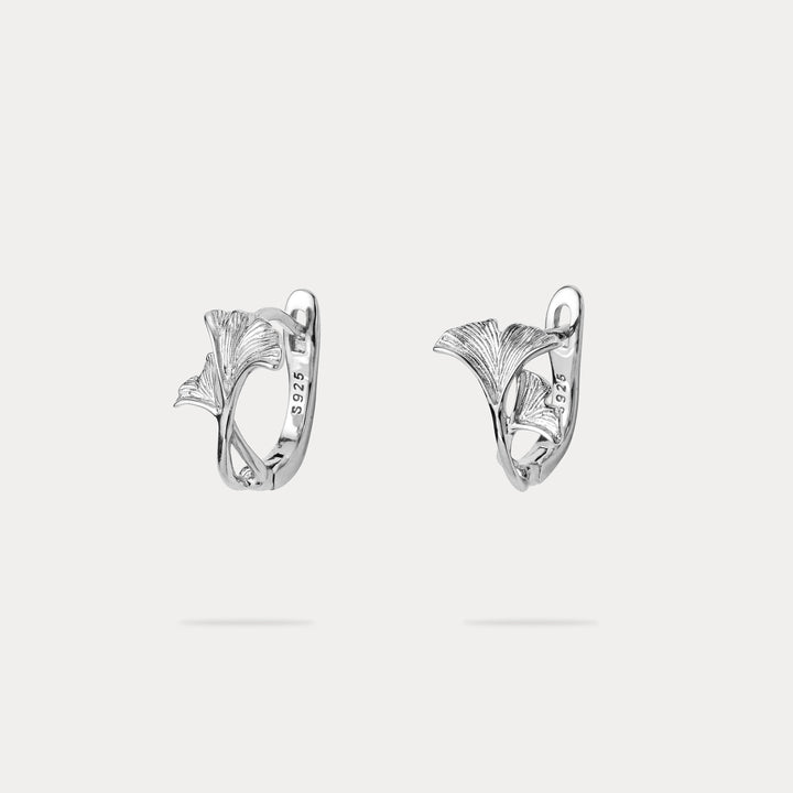Selenichast Silver Ginkgo Leaf Earrings