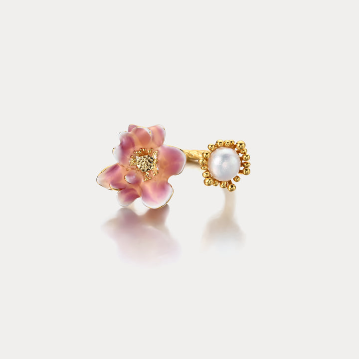 Selenichast Flower Pearl Enamel Ring