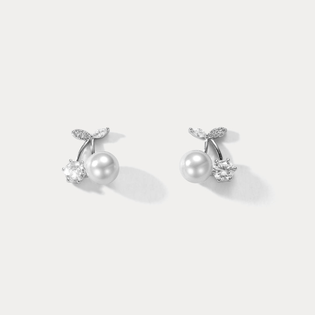 Selenichast Cherry Pearl Stud Earrings