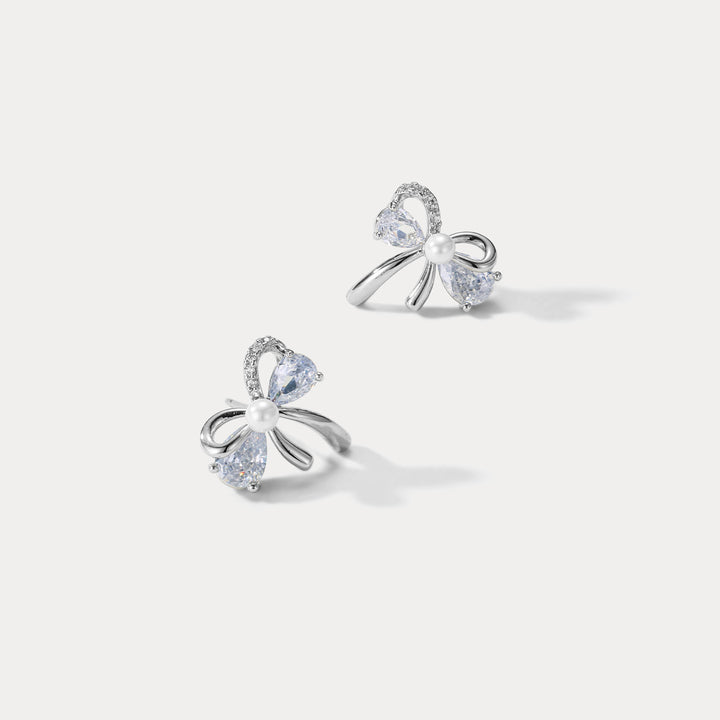 Silver Bow Earrings