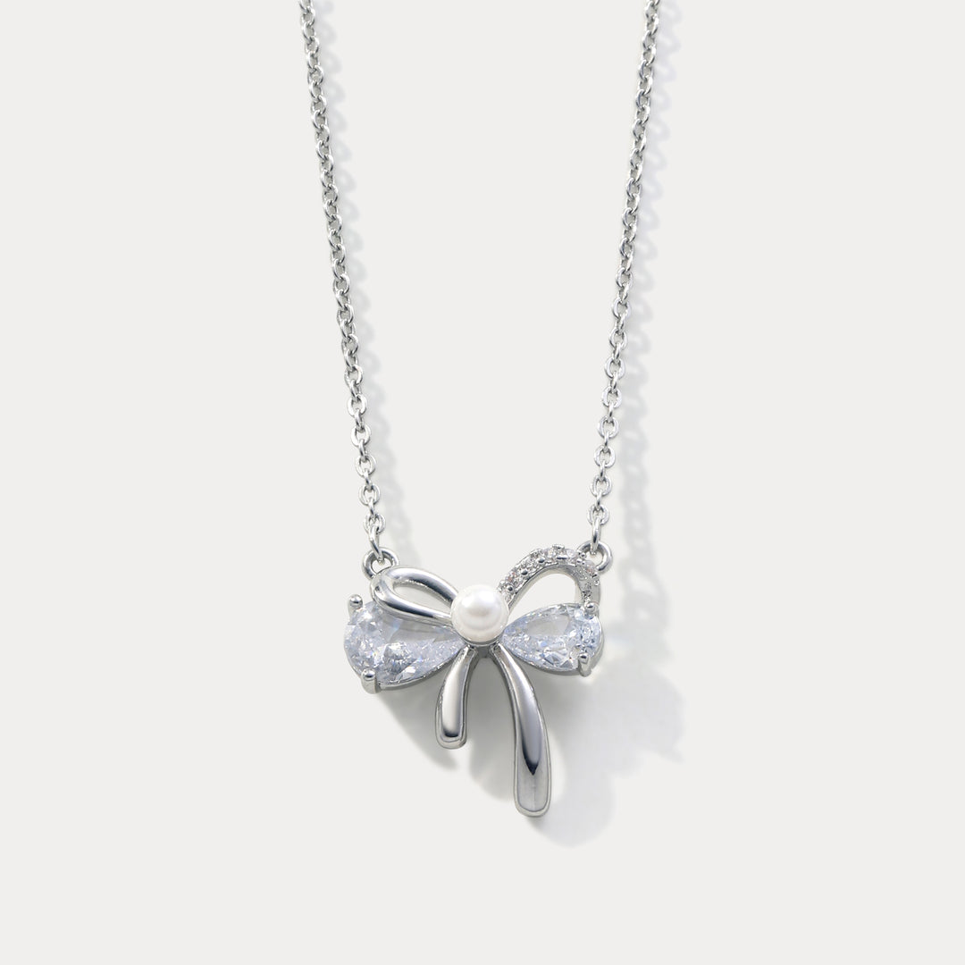 Selenichast Silver Bow Necklace