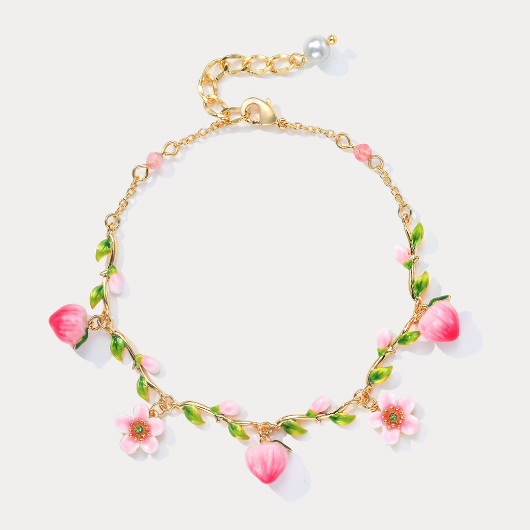 Selenichast Peach Blossom Charm Bracelet