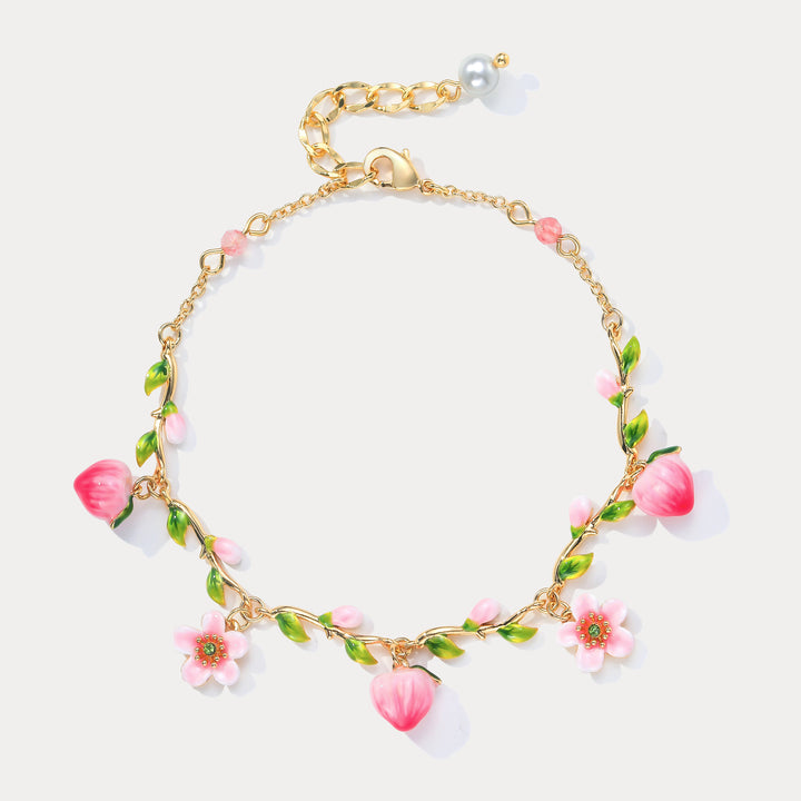Selenichast Peach Blossom Charm Bracelet