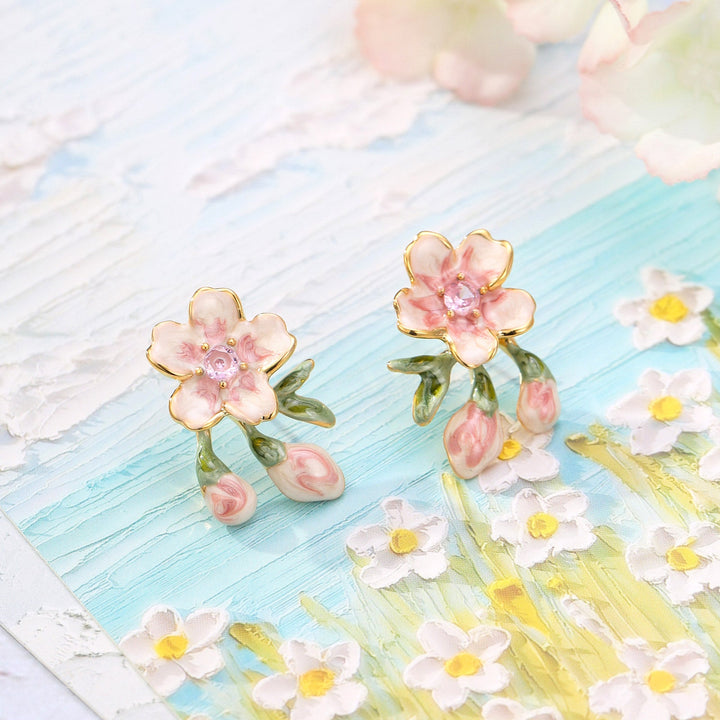 Enamel Sakura Earrings