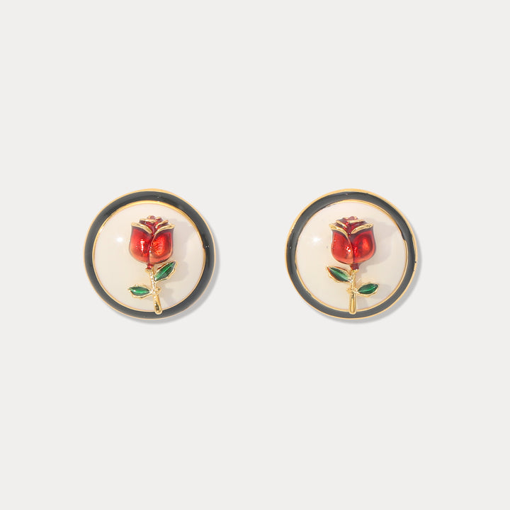 Selenichast Rose Enamel Earrings