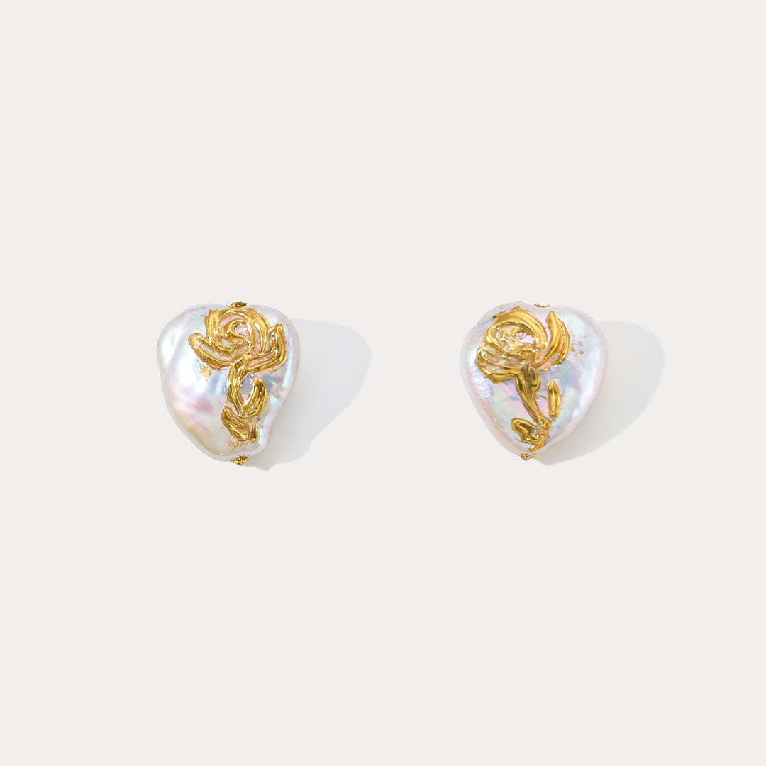 Selenichast Rose Pearl Earrings
