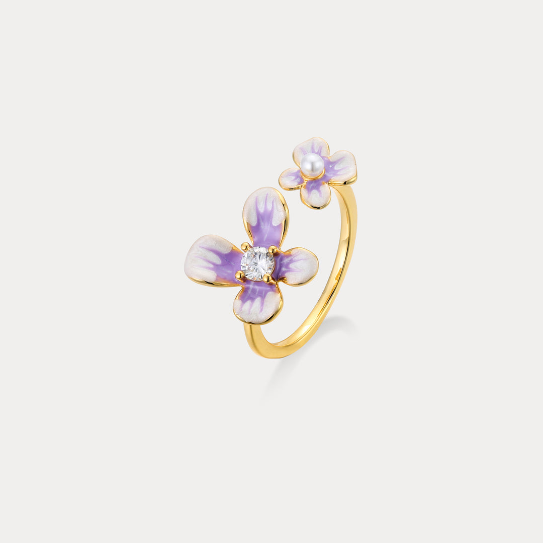 Selenichast Purple Flower Ring