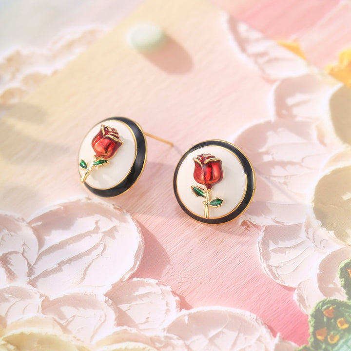 Selenichast Rose Enamel Earrings