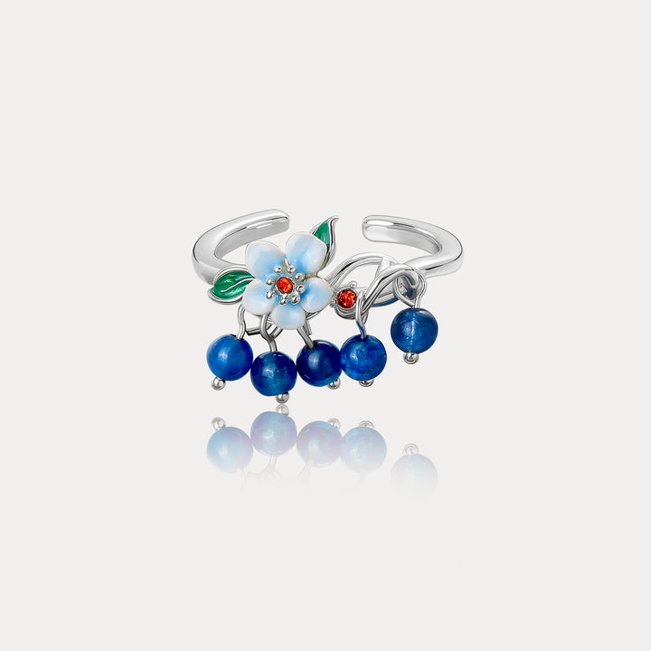 Blueberry Flower Silver Ring