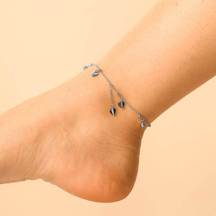 Silver Heart Charm Anklet