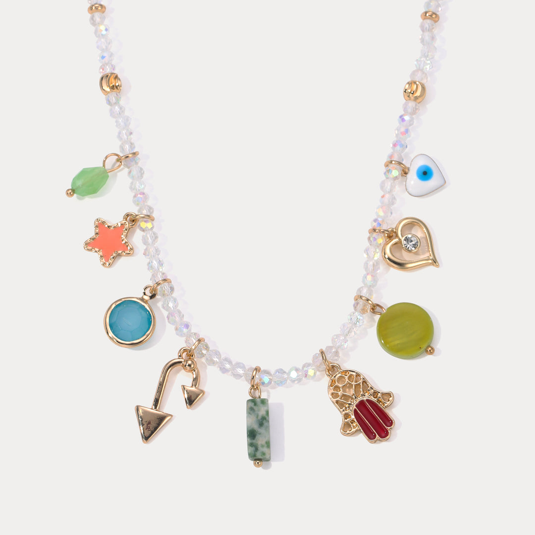 Selenichast Evil Eye Colorful Beaded Necklace