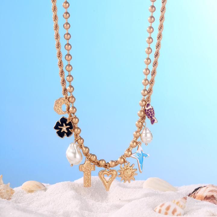 Selenichast Vintage Layered Moonstar Necklace