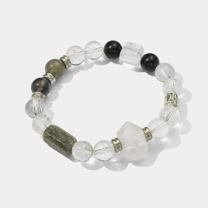 Obsidian and Clear Quartz Bracelet