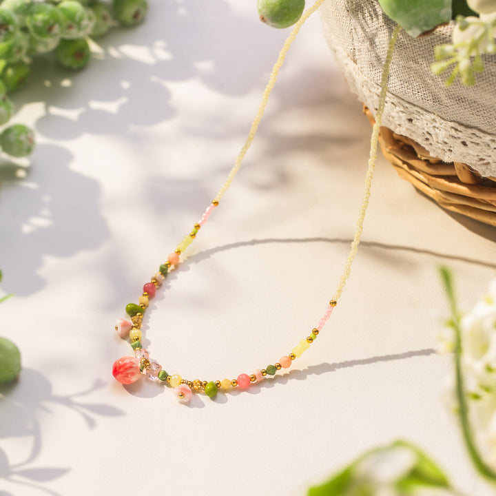 Peach Beaded Necklace