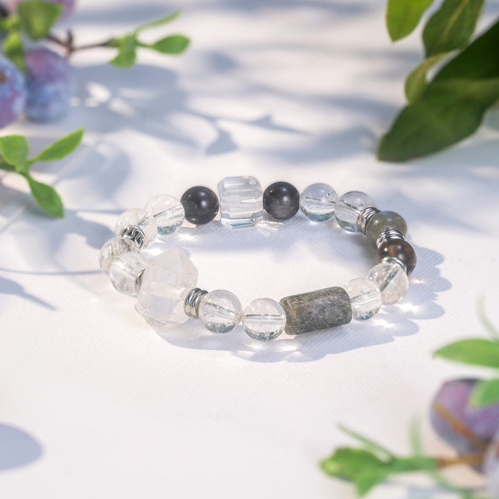 Obsidian and Clear Quartz Bracelet