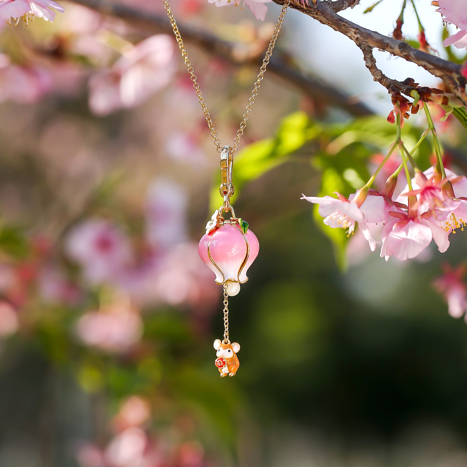 Rose Mouse Locket Necklace